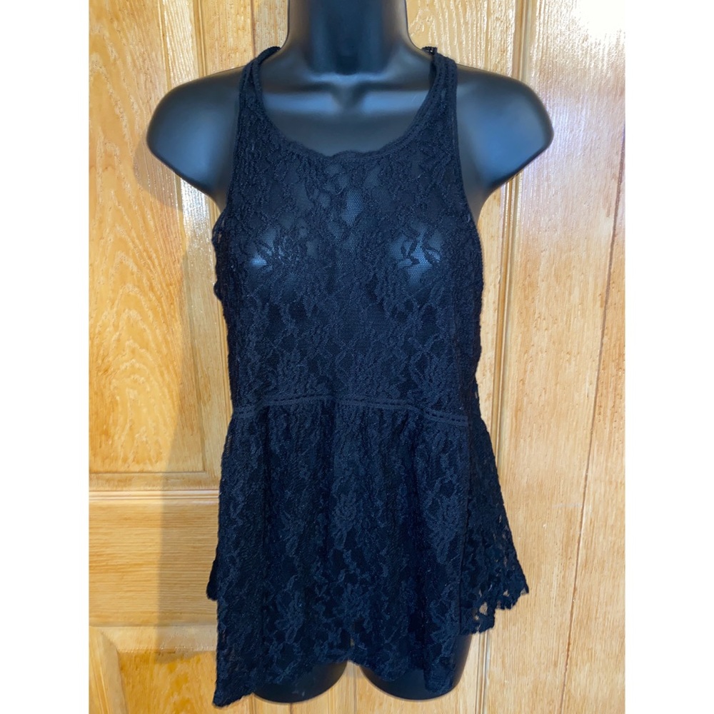 Black see through knit top
